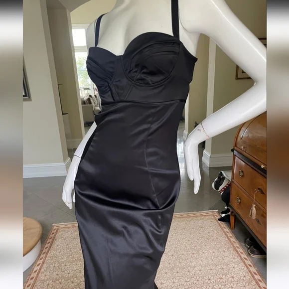 🔥NWT Roberto Cavalier Vintage Black Slinky Bustier Gown Maxi Dress 40 / 4 XS S - Picture 6 of 16